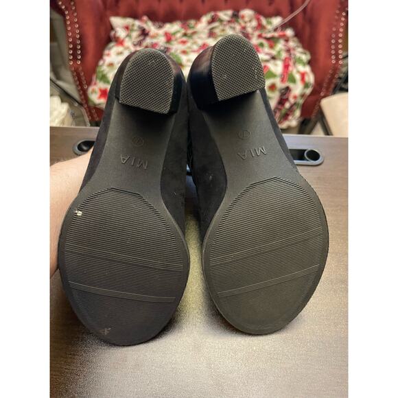 Mia Shellie Black leather PeepToe heels Nova Suede Booties size 7 ($109 retail) - Picture 6 of 6